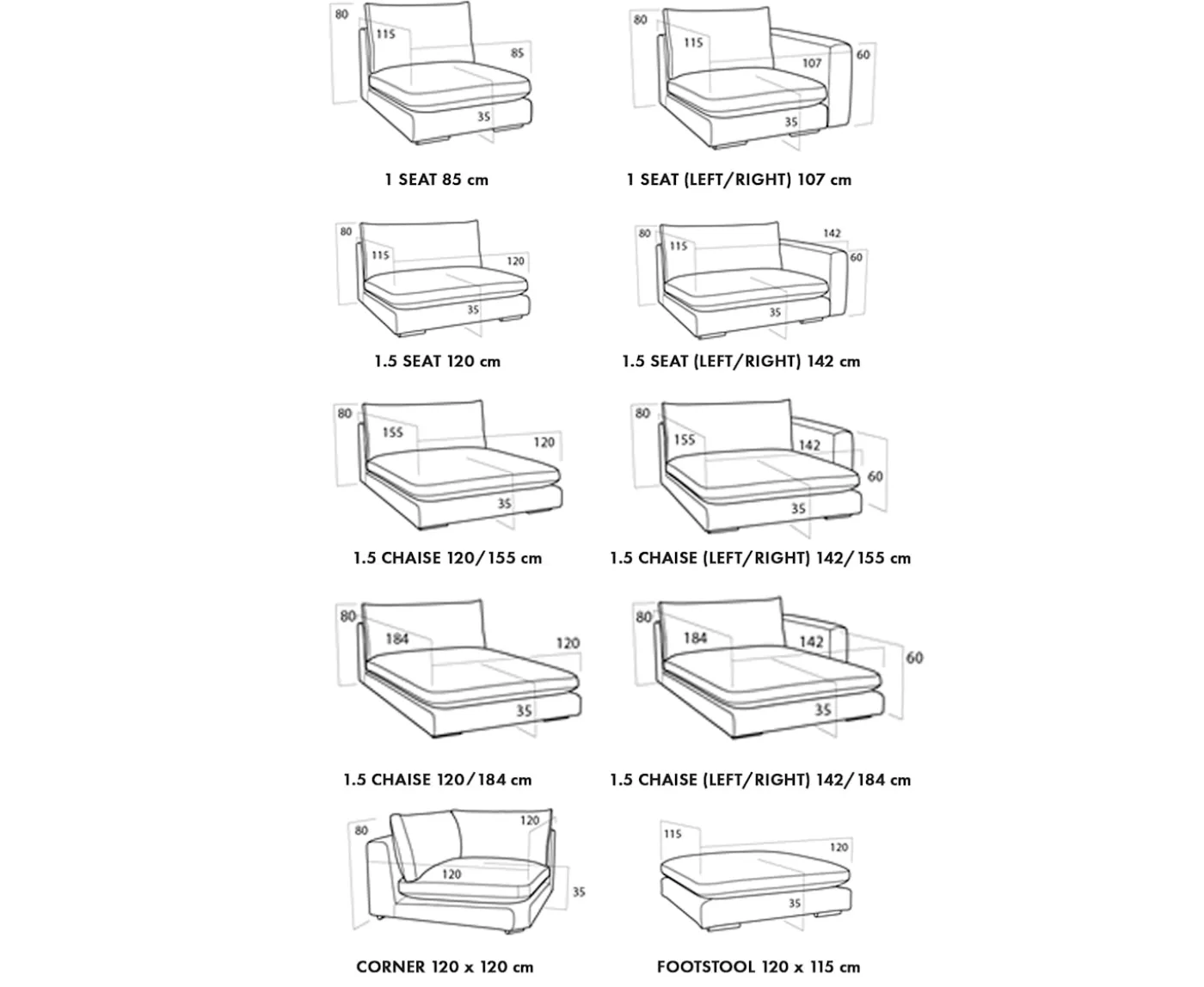 Sleepo Collection Capri 1.5-sits Divanmodul White 120x184