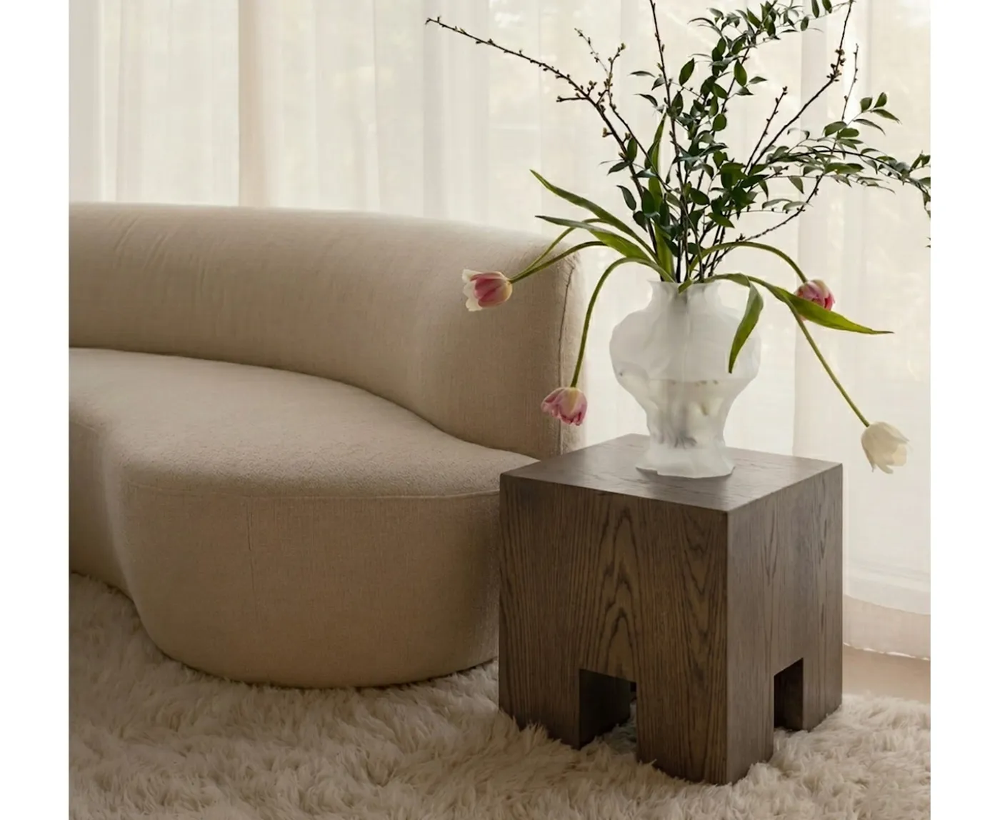 Sleepo Collection Chunky Sidobord Brunbetsad Ek 40x40