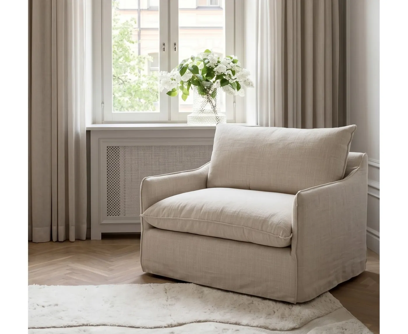 Sleepo Collection Grace Love Seat Light Linen 136cm