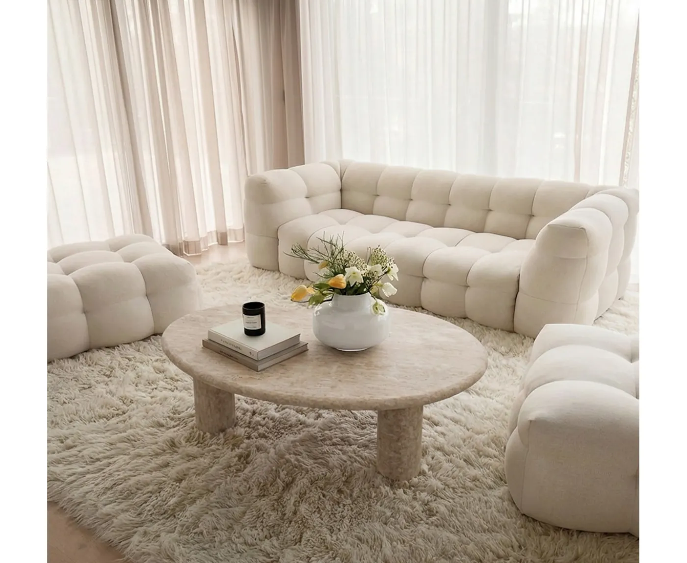 Sleepo Collection Luna Soffbord Travertin 120cm
