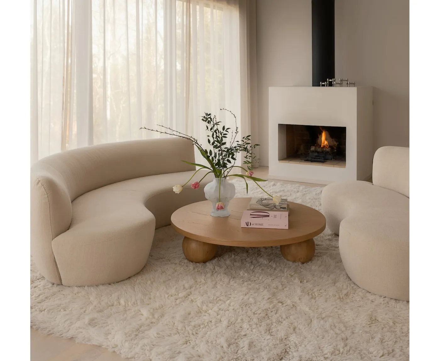 Sleepo Collection Moon 4-sits Soffa Bouclé Beige 240cm