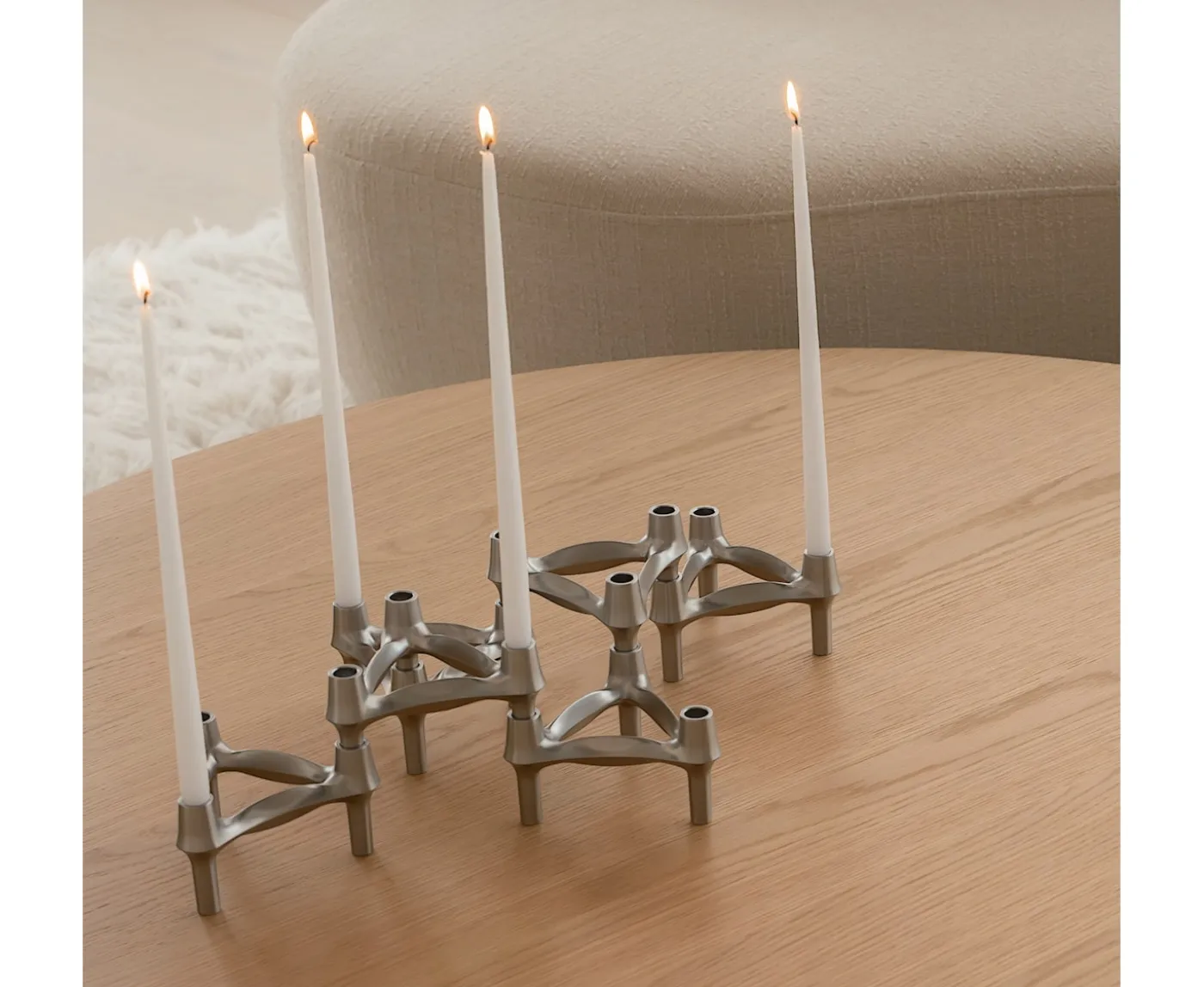 Stoff STOFF Nagel BMF Ljusstake Brushed Chrome 3-pack