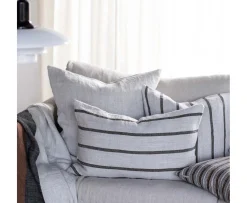 Tell me more Melvin Kuddfodral Linne Taupe Stripe 50x50