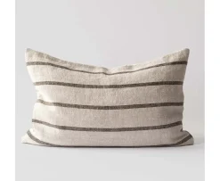 Tell me more Melvin Kuddfodral Linne Taupe Stripe 40x60
