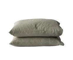 Tell me more Örngott Linne Olive 50x60 2-pack