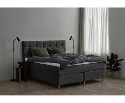 Tempur Promise Kontinentalsäng Dark Grey 180x200 ProLuxe SmartCool 10cm Mjuk Metallben Krom 12cm