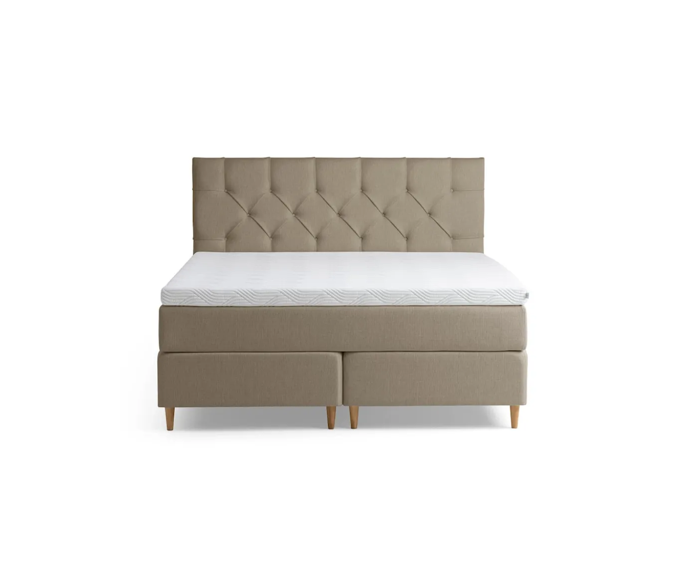 Tempur Promise Kontinentalsäng Warm Grey 180x200 Pro Plus SmartCool 8cm Mjuk Metallben Krom 12cm
