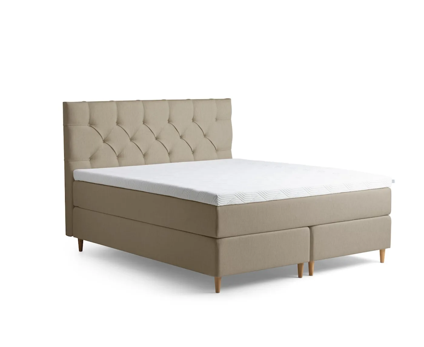 Tempur Promise Kontinentalsäng Warm Grey 180x200 Pro Plus SmartCool 8cm Mjuk Metallben Krom 12cm