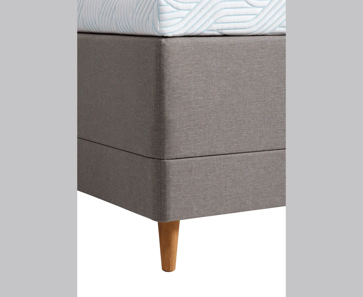Tempur Promise Ramsäng Warm Grey 180x200 ProLuxe SmartCool 10cm Mjuk Metallben Krom 19cm