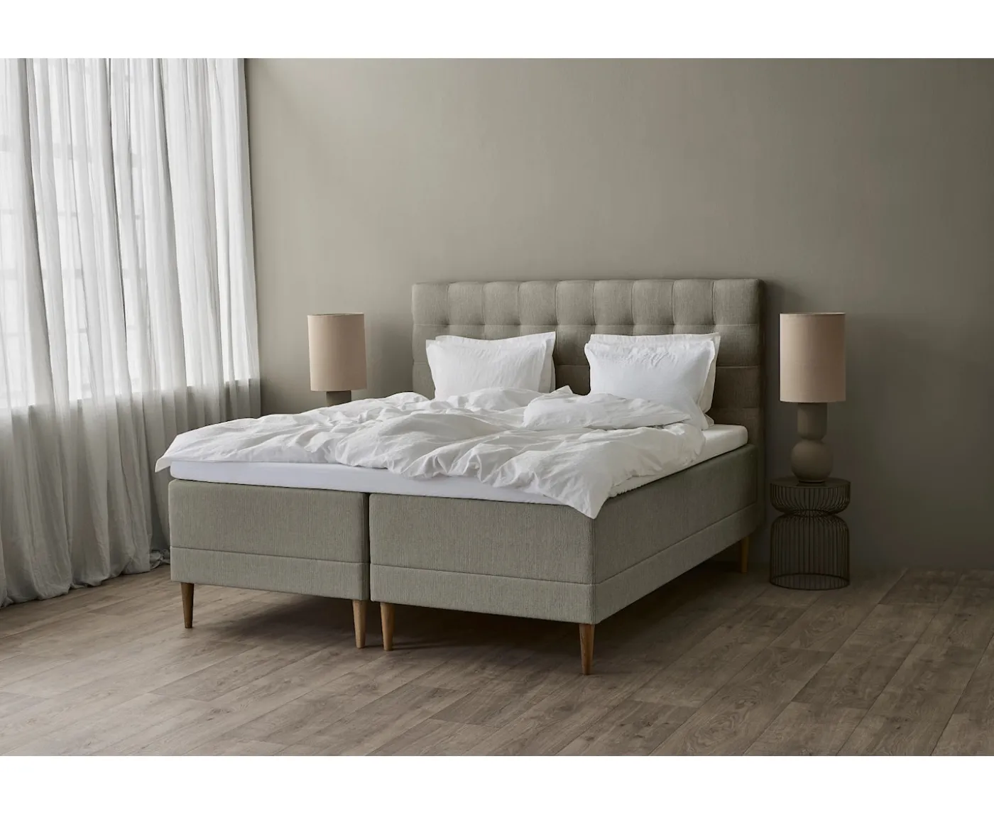 Tempur Promise Ramsäng Warm Grey 180x200 ProLuxe SmartCool 10cm Mjuk Metallben Krom 19cm
