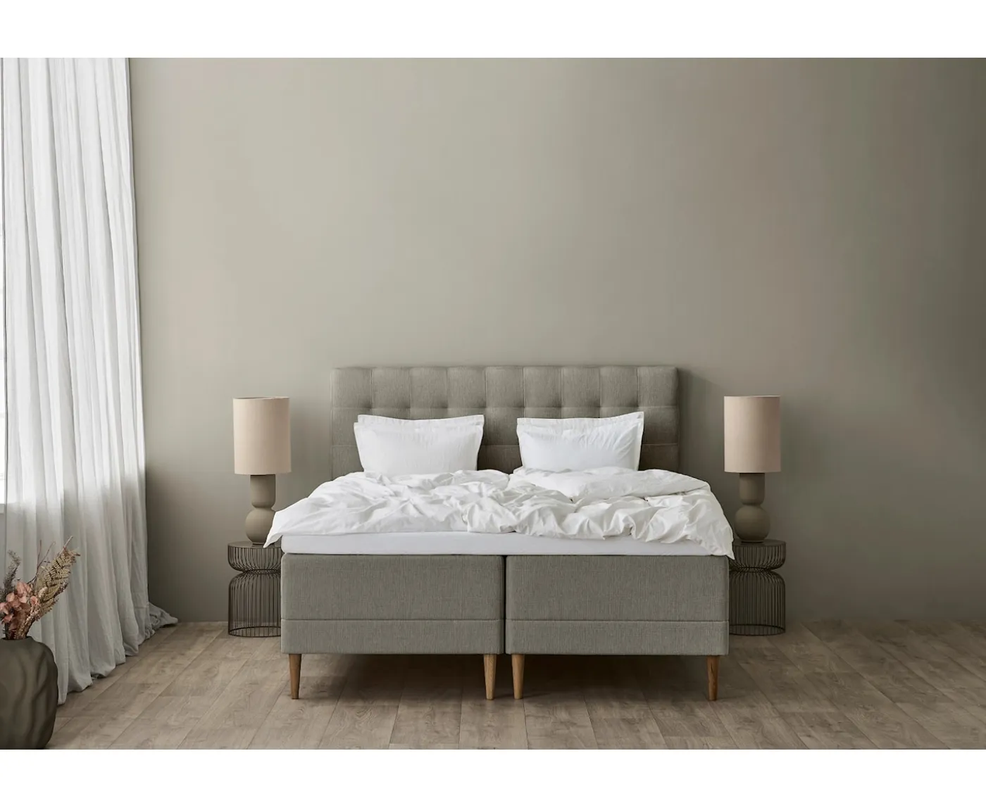 Tempur Promise Ramsäng Warm Grey 180x200 ProLuxe SmartCool 10cm Mjuk Metallben Krom 19cm