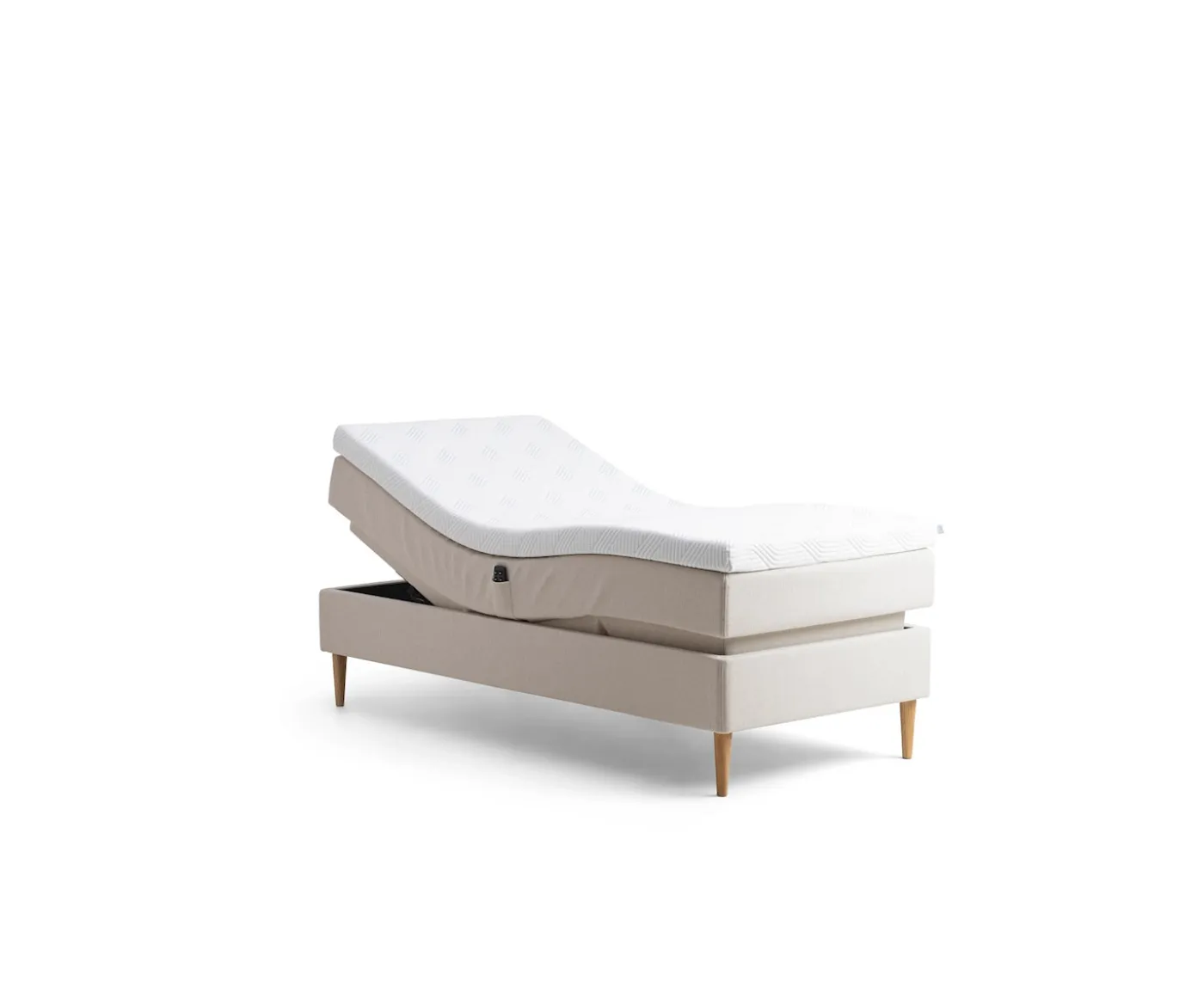 Tempur Promise Ställbar Säng Ivory 90x200 ProLuxe SmartCool 10cm Medium Rundat Ekben 19cm