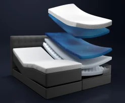 Tempur Promise Ställbar Säng Warm Grey 90x200 Pro Plus SmartCool 8cm Mjuk Rundat Ekben 19cm