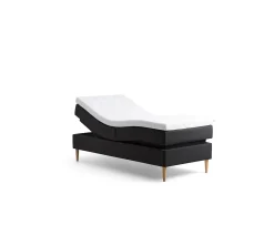 Tempur Promise Ställbar Säng Dark Grey 90x200 Pro Plus SmartCool 8cm Mjuk Rundat Ekben 19cm