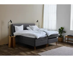 Tempur Promise Ställbar Säng Dark Grey 90x200 Pro Plus SmartCool 8cm Mjuk Rundat Ekben 19cm