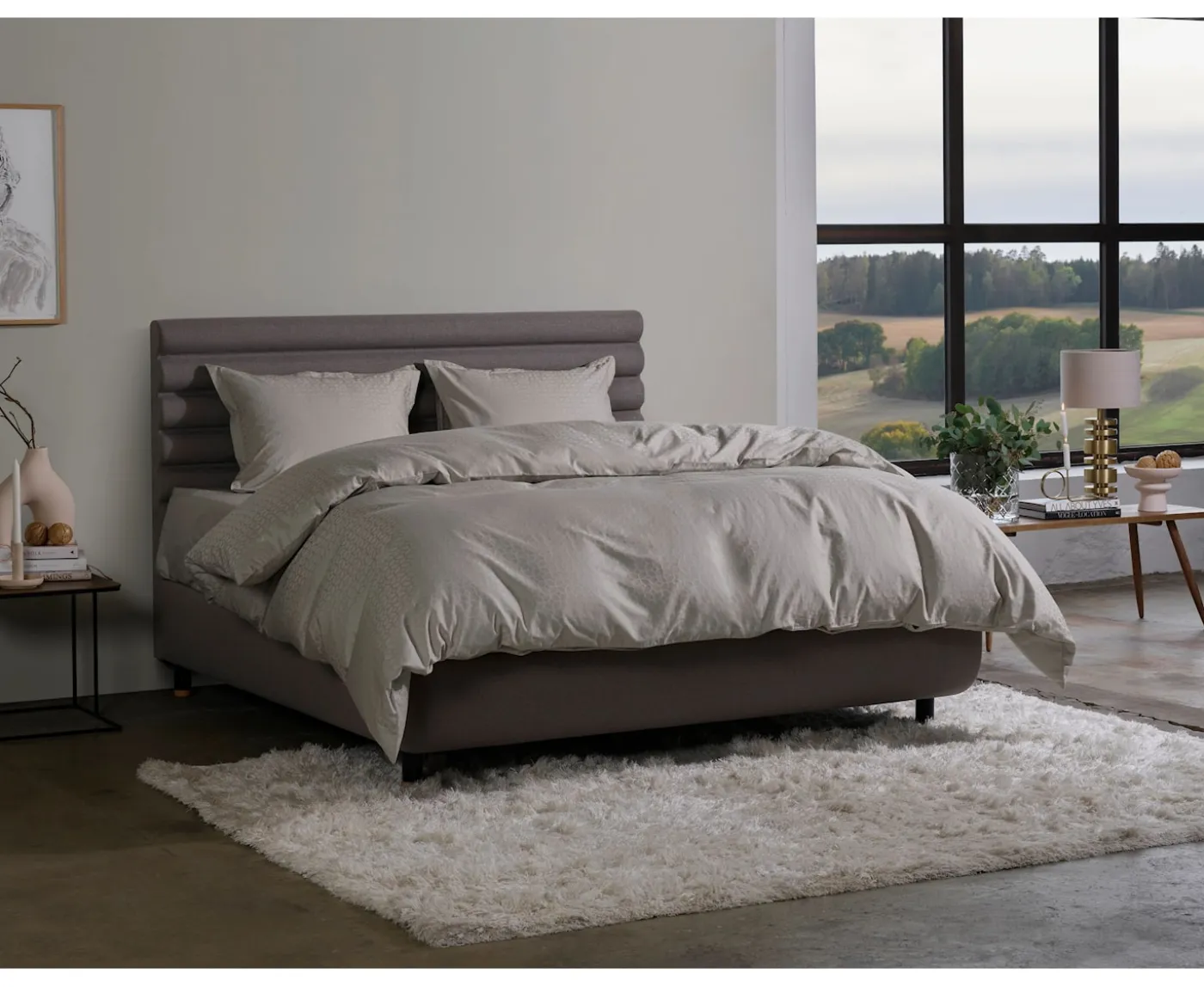 Tempur Satin Luxe Jacquard Påslakan Natur 225x220
