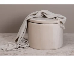 Venture Home Dunken Sittpuff Förvaring Sammet Beige