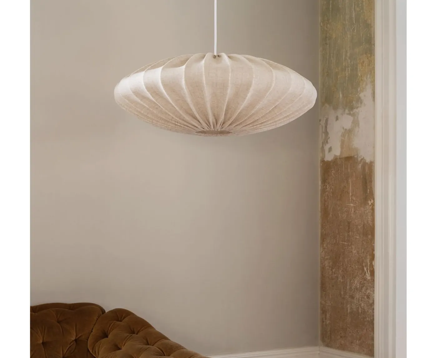 Watt & Veke Ellipse Taklampa Linne Natural 65cm