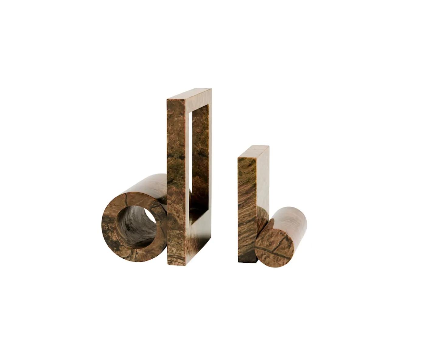 Woud Booknd Bokstöd Brown Marble