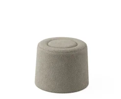 Woud Praline Sittpuff Natural bouclé Ø52