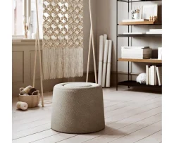 Woud Praline Sittpuff Natural bouclé Ø52