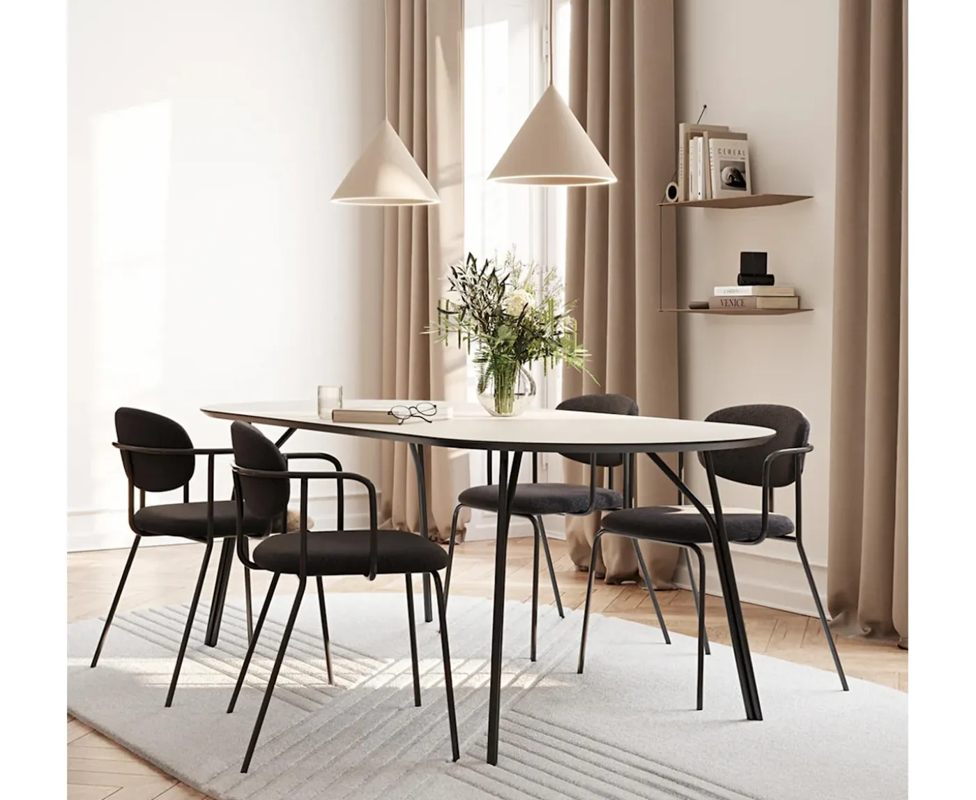 Woud Tree Matbord Beige/Svart 220cm