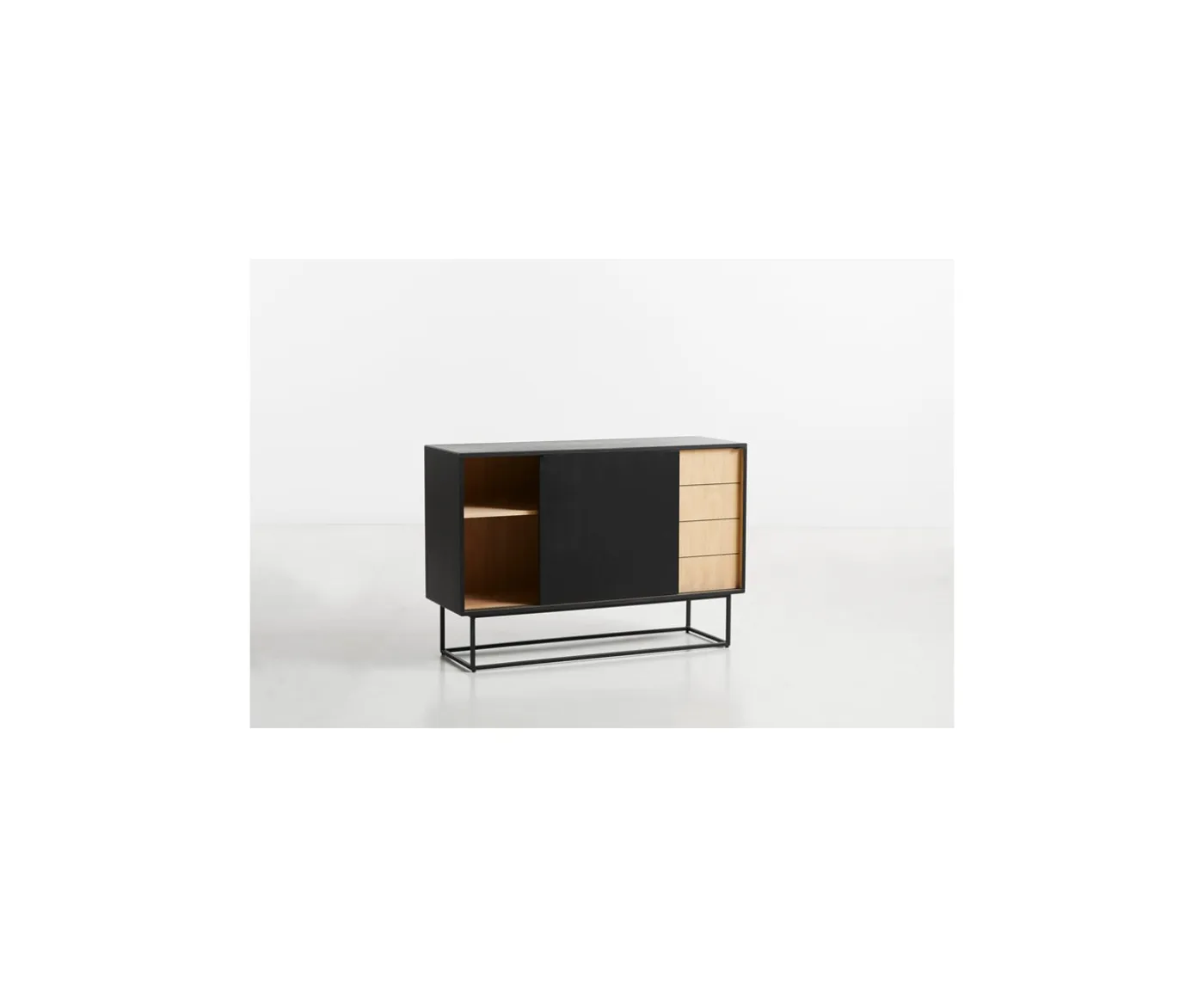 Woud Virka Skänk Svart/Ek 120x82